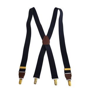 Vintage Suspenders Navy Blue Clip On Stretch West Germany